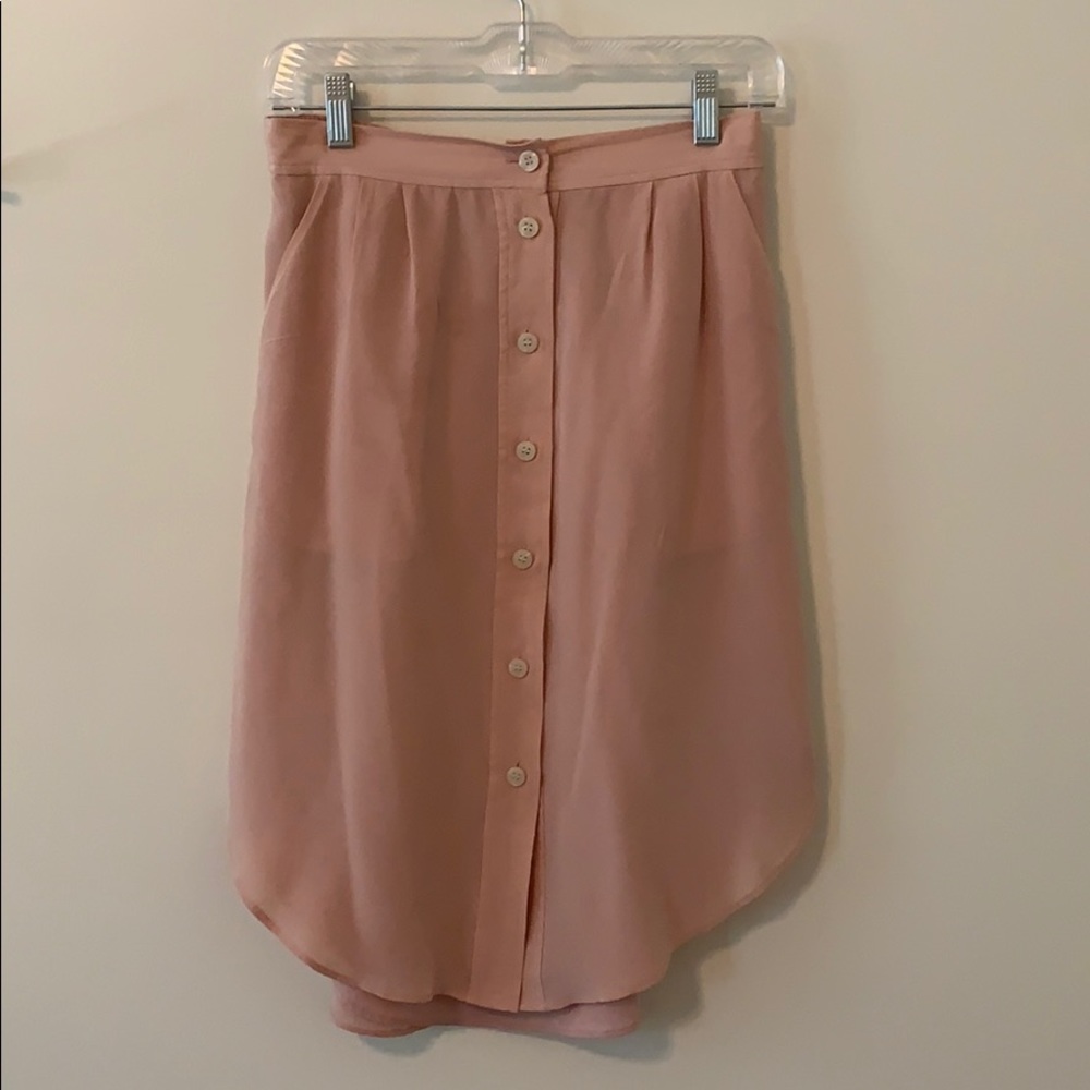 Madewell Blush Pink Button-Front Midi Skirt